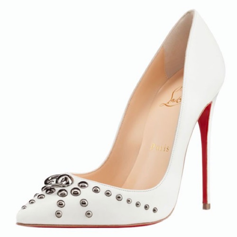 NIB Christian Louboutin Door Knock white heels